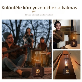 Kempinglámpa Bluetooth hangszóróval, IPX6 vízálló, 5W, Bluetooth 5.3, beépített akkumulátor, 10 m hatótáv