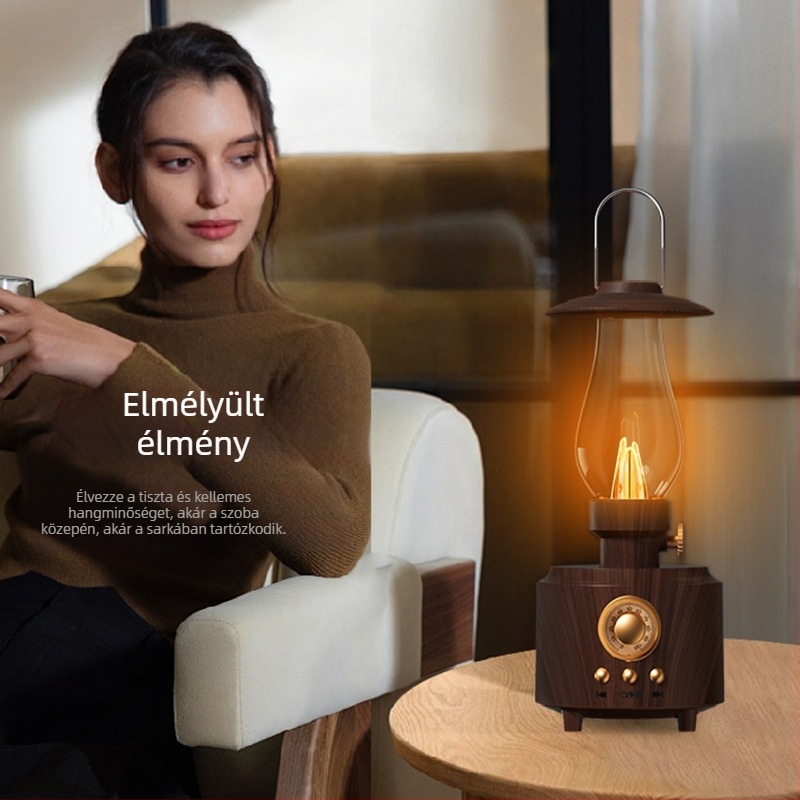 Kempinglámpa Bluetooth hangszóróval, IPX6 vízálló, 5W, Bluetooth 5.3, beépített akkumulátor, 10 m hatótáv