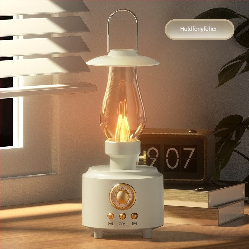 Kempinglámpa Bluetooth hangszóróval, IPX6 vízálló, 5W, Bluetooth 5.3, beépített akkumulátor, 10 m hatótáv