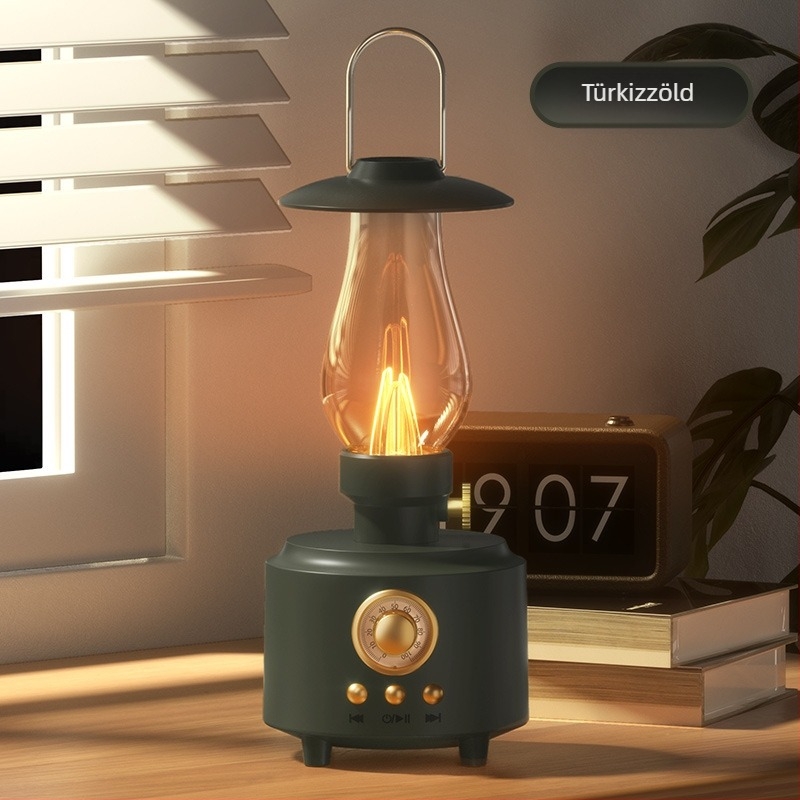 Kempinglámpa Bluetooth hangszóróval, IPX6 vízálló, 5W, Bluetooth 5.3, beépített akkumulátor, 10 m hatótáv