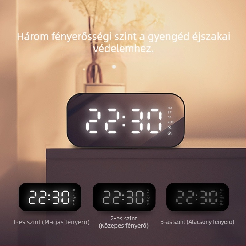 Havit M3 asztali ébresztő- és hangszóró tükrös felülettel (Bluetooth 5.0, 3W, beépített 1200mAh akkumulátor, frekvencia-válasz 100Hz–20kHz, hatótáv 10m)