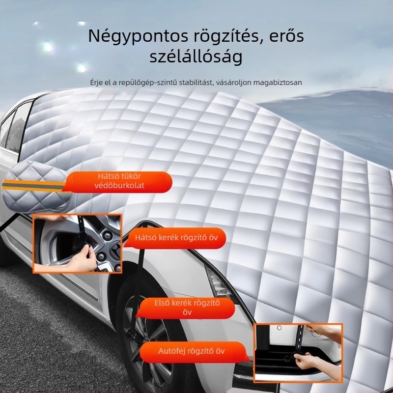Autófedő borító, anyag: alumínium fólia, félfedő telepítés, univerzális illeszkedés, vastagított minimalist stílus, súly 1,21 kg (Anyag: alumínium fólia; Telepítés: félfedő; Univerzális illeszkedés)