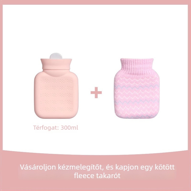 Szilikon forróvizes palack víztöltéssel, önmelegedő, robbanásbiztos, kettős használat: meleg/hideg, hordozható plüss melegítő