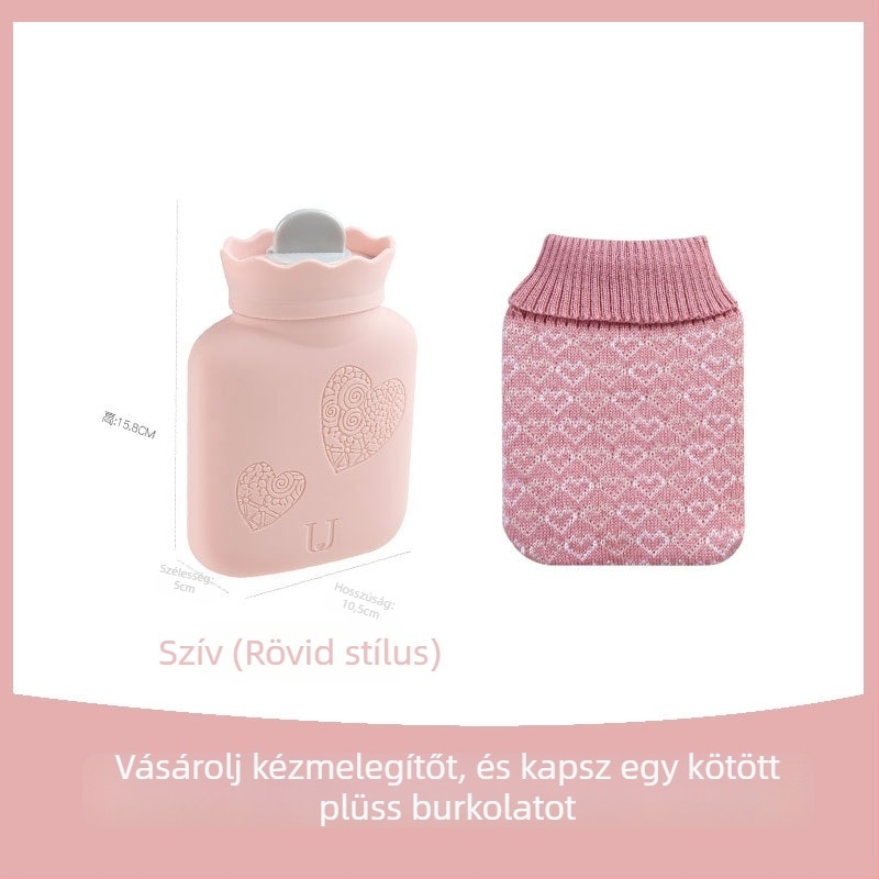 Szilikon forróvizes palack víztöltéssel, önmelegedő, robbanásbiztos, kettős használat: meleg/hideg, hordozható plüss melegítő