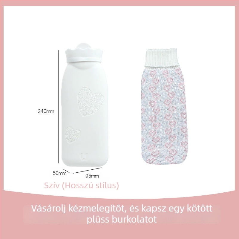 Szilikon forróvizes palack víztöltéssel, önmelegedő, robbanásbiztos, kettős használat: meleg/hideg, hordozható plüss melegítő