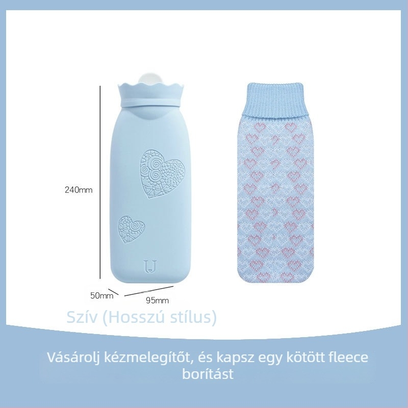 Szilikon forróvizes palack víztöltéssel, önmelegedő, robbanásbiztos, kettős használat: meleg/hideg, hordozható plüss melegítő