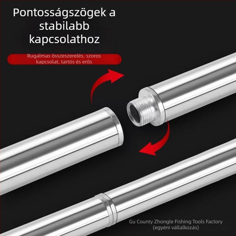 Rozsdamentes acélból készült többtagú összekapcsolható rúd gyümölcs szedéséhez, súly 0,5 kg, nem bővíthető