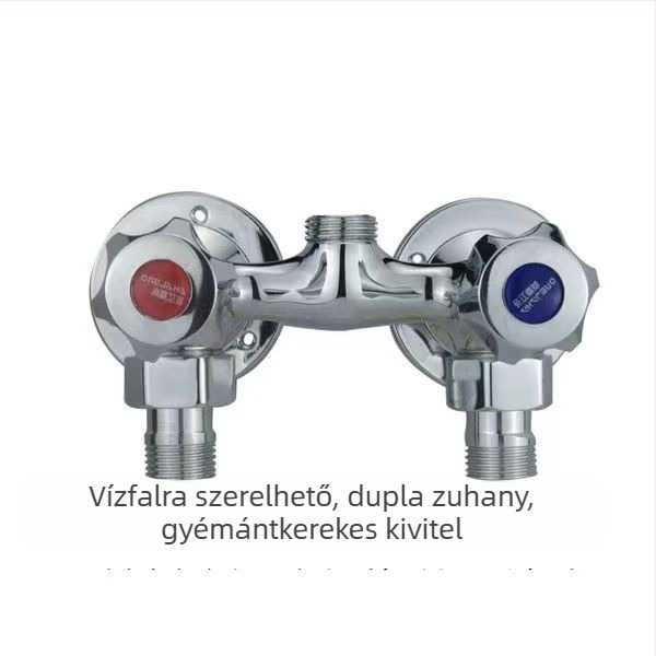 Zuhanykeverő teljes réz testtel, kettős vezérléssel, falra szerelhető, modell 100022, modern minimalista stílus