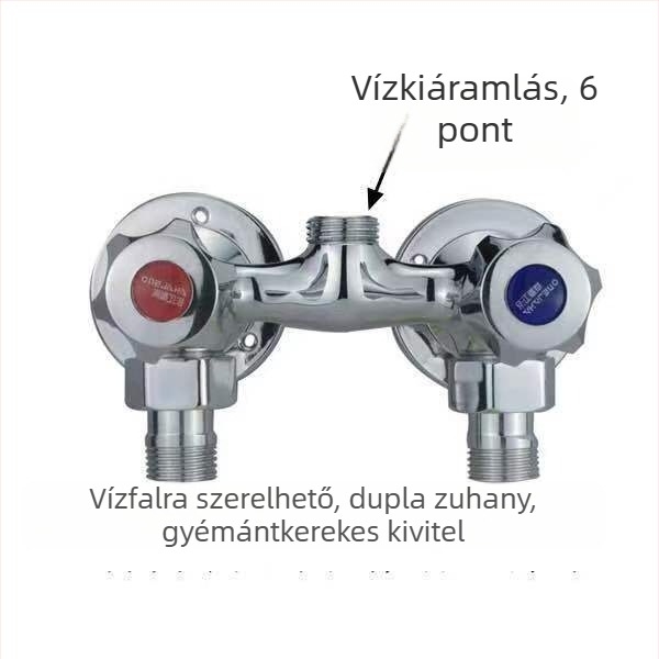 Zuhanykeverő teljes réz testtel, kettős vezérléssel, falra szerelhető, modell 100022, modern minimalista stílus