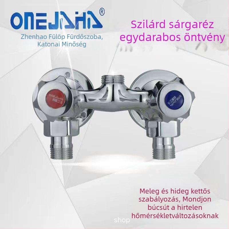 Zuhanykeverő teljes réz testtel, kettős vezérléssel, falra szerelhető, modell 100022, modern minimalista stílus