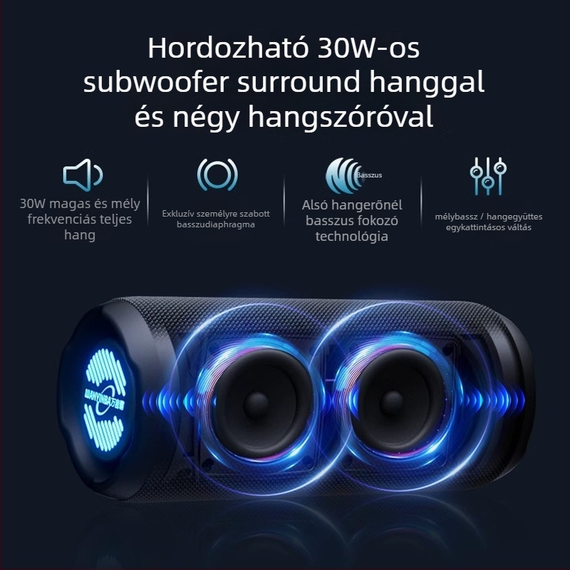 Bluetooth hangszóró — IPX7 vízálló, frekvencia 100 Hz–20 kHz, SNR ≥70 dB, Bluetooth 2.0 TF-kártyával