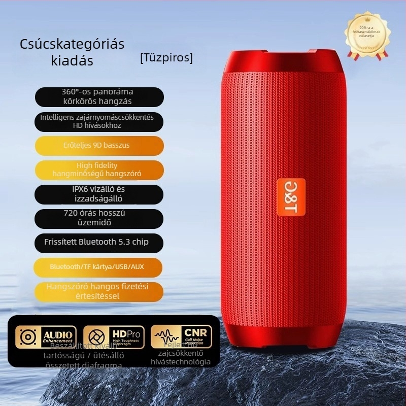 Bluetooth hangszóró — IPX7 vízálló, frekvencia 100 Hz–20 kHz, SNR ≥70 dB, Bluetooth 2.0 TF-kártyával