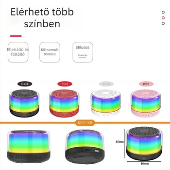 K8 Bluetooth hangszóró, 5W, Bluetooth 5.0, frekvencia-tartomány 100Hz-20kHz, SNR ≥70dB, beépített akkumulátor 300–500mAh