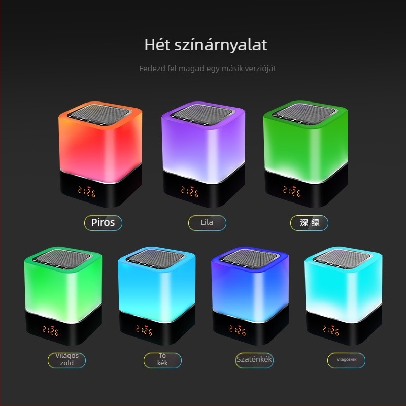 Bluetooth ébresztőóra hangszóróval és LED világítással (Bluetooth 5.0 • 5W • 1000–1200mAh • 100 Hz–20 kHz • 10 m hatótáv)