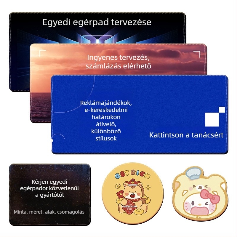 Körkörös egérpad természetes kaučukból, csúszásmentes, egyoldalas logónyomással, hőátviteles kivitel, testreszabható (OEM)
