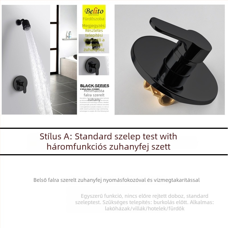 Falba épített Zuhanyrendszer réz testtel, beépített kialakítás, meleg/hideg keverő szelep, víztakarékos fúvóka, modell 001