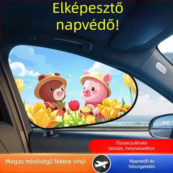 Mairich PVC autóablak napvédő roló, statikus matricával rögzítés, rajzfilm-stílus, autóablakokhoz