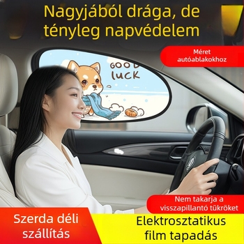 Mairich PVC autóablak napvédő roló, statikus matricával rögzítés, rajzfilm-stílus, autóablakokhoz