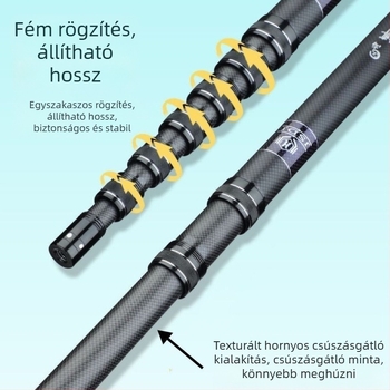 Rövid teleszkópos halászhálóbot, vastag karbon, ultra-kemény, hordozható, megerősített csatlakozás