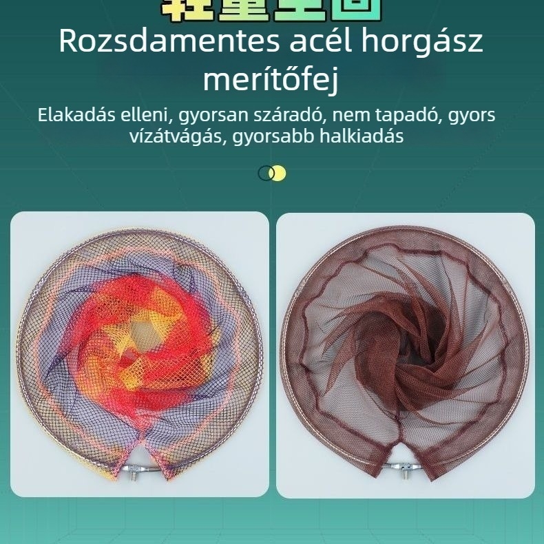 Rövid teleszkópos halászhálóbot, vastag karbon, ultra-kemény, hordozható, megerősített csatlakozás