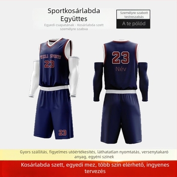 Kosárlabda egyenruha unisex, ujjatlan, V-nyakú, 100% poliészter, kevert rostok