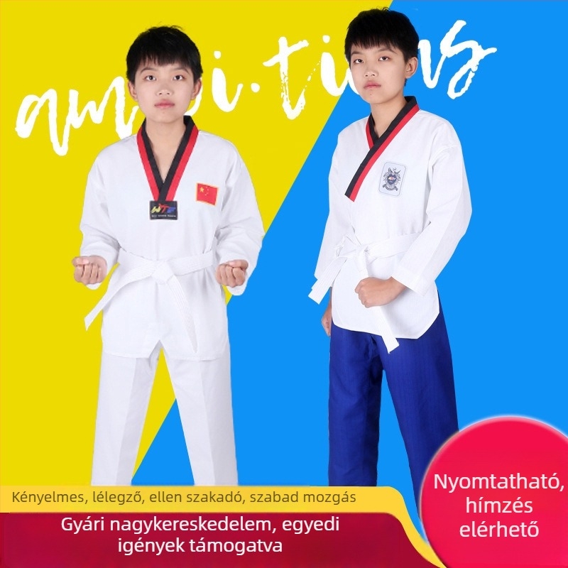 Pamut taekwondo egyenruha felnőtteknek és gyerekeknek, edzéshez pamut bélésű