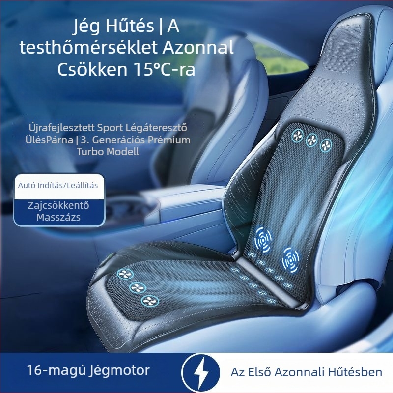 Nyári autóülés-szellőző párna masszázs funkcióval, PU felület, szintetikus rost töltet