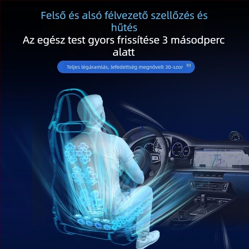 Nyári autóülés-szellőző párna masszázs funkcióval, PU felület, szintetikus rost töltet
