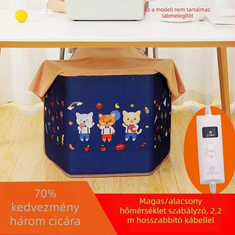 Lábszármelegítő az íróasztal alatt, USB és hálózati fűtés, 200W, távirányító