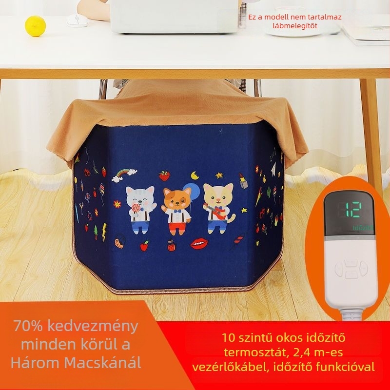 Lábszármelegítő az íróasztal alatt, USB és hálózati fűtés, 200W, távirányító