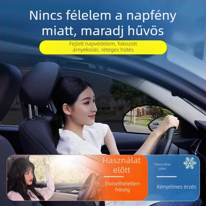 Autóablak szúnyogháló – oldalsó ablak, hálóanyag, univerzális illeszkedés, rovarvédelem és árnyékolás