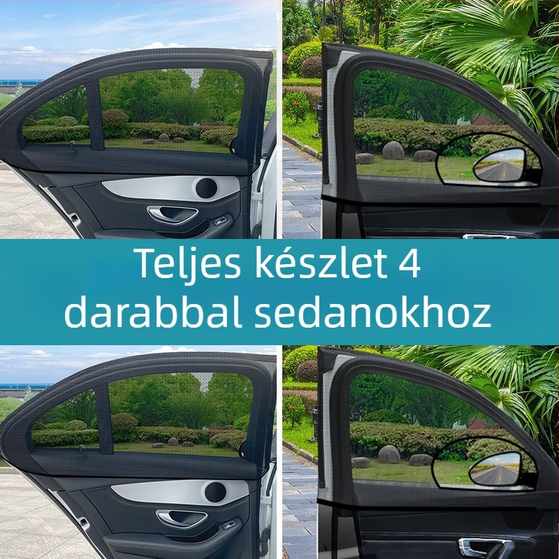 Autóablak szúnyogháló – oldalsó ablak, hálóanyag, univerzális illeszkedés, rovarvédelem és árnyékolás