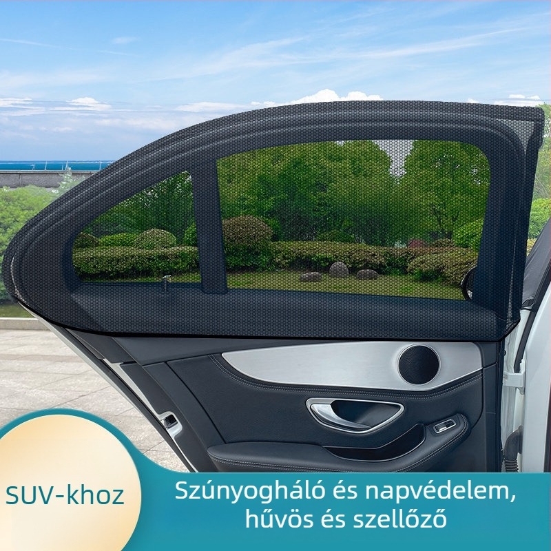 Autóablak szúnyogháló – oldalsó ablak, hálóanyag, univerzális illeszkedés, rovarvédelem és árnyékolás