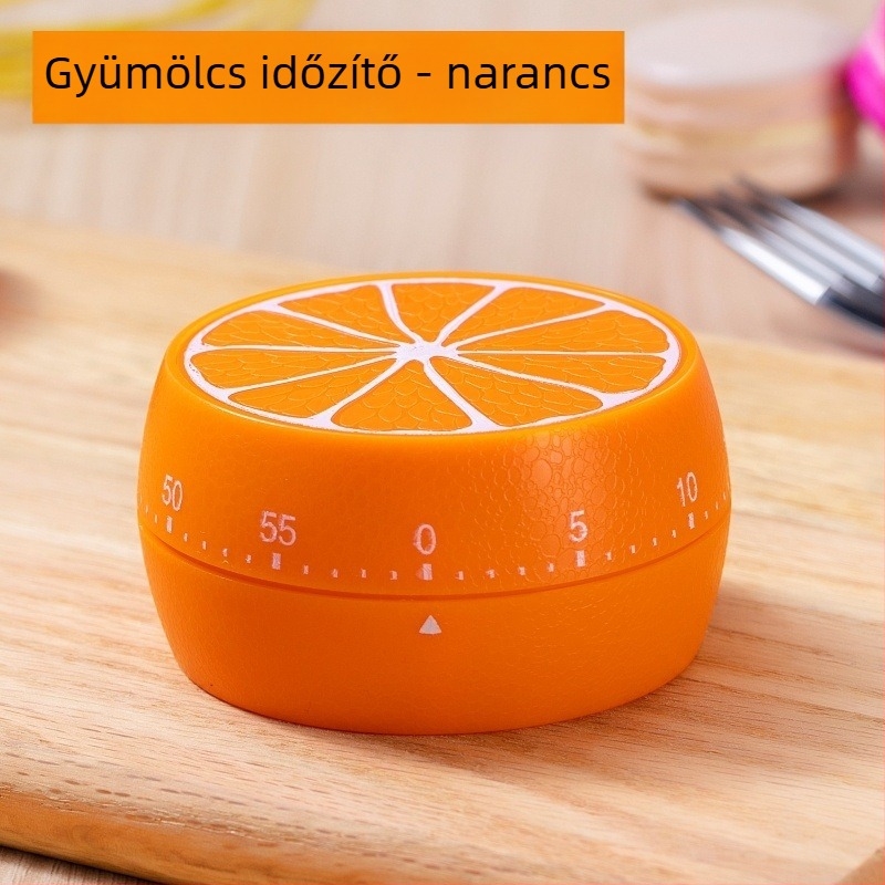 Mechanikus konyhai időzítő kettős kijelzővel, kerek műanyag ház