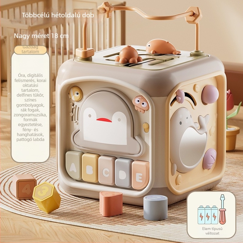 Baba kézi dob játék — hétoldalú polyéder, hangfelismerés, korai zenei oktatás