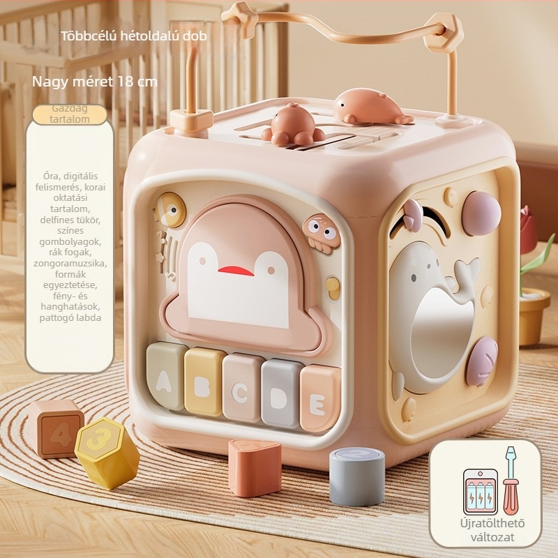 Baba kézi dob játék — hétoldalú polyéder, hangfelismerés, korai zenei oktatás