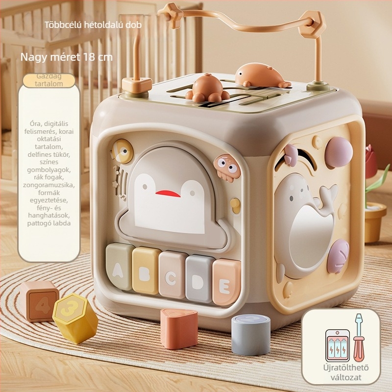 Baba kézi dob játék — hétoldalú polyéder, hangfelismerés, korai zenei oktatás