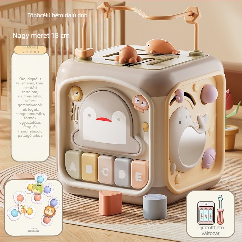 Baba kézi dob játék — hétoldalú polyéder, hangfelismerés, korai zenei oktatás