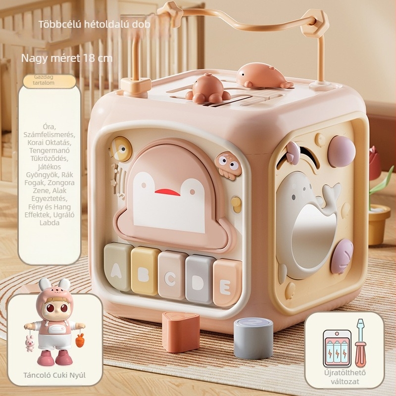 Baba kézi dob játék — hétoldalú polyéder, hangfelismerés, korai zenei oktatás