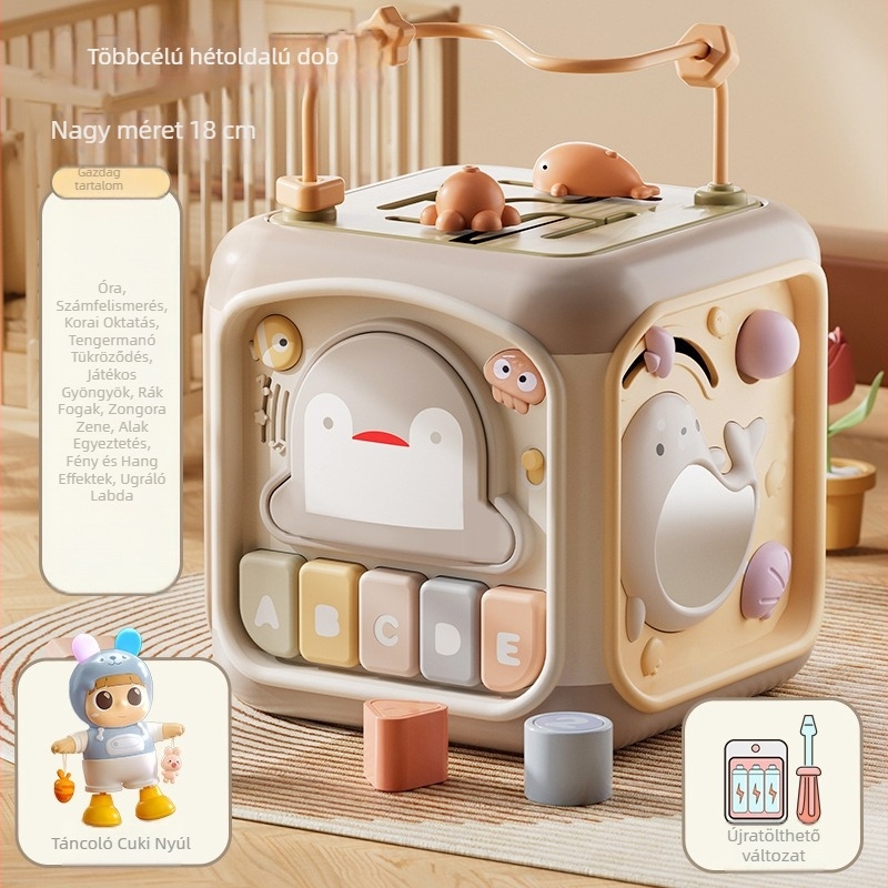 Baba kézi dob játék — hétoldalú polyéder, hangfelismerés, korai zenei oktatás