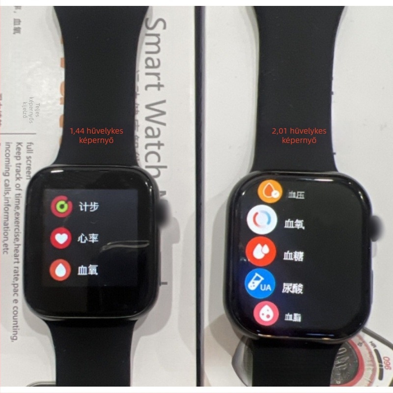 Okosóra: szívritmus-, vérnyomás- és vér oxigén-szint mérés, Bluetooth hívások, alvásfigyelés, iOS kompatibilis