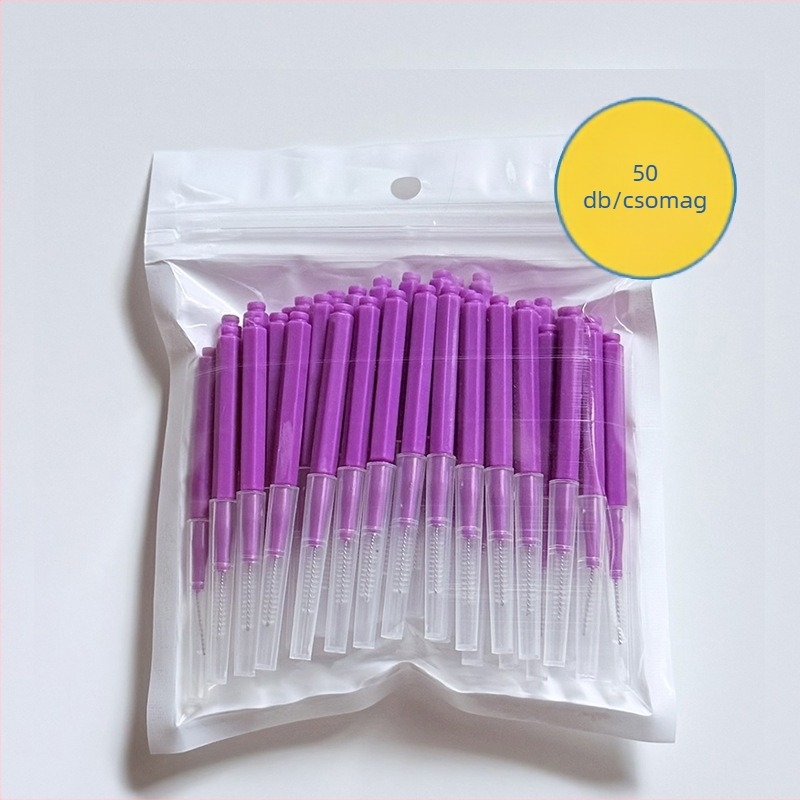 Ceruza típusú interdental ecset, egyenes nyél, ortodontikus ápolásra, 50 darabos családi csomag, mély tisztítás