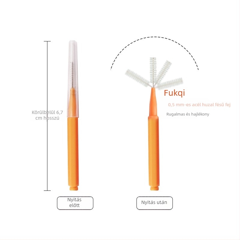Ceruza típusú interdental ecset, egyenes nyél, ortodontikus ápolásra, 50 darabos családi csomag, mély tisztítás