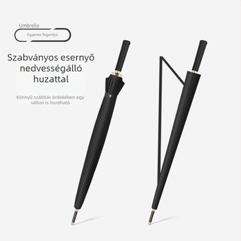 24 bordás esernyő hosszú nyéllel, félautomata nyitás, vastagított és megnövelt méret, szélálló, nap- és eső használatra, logónyomtatás, reklámesernyő