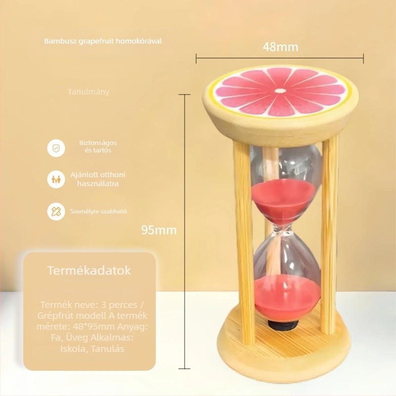 Fából készült gyümölcsös homokóra, kézzel készített, 3–30 perc