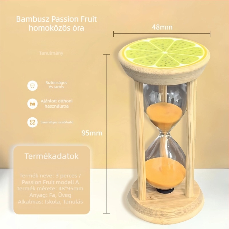 Fából készült gyümölcsös homokóra, kézzel készített, 3–30 perc