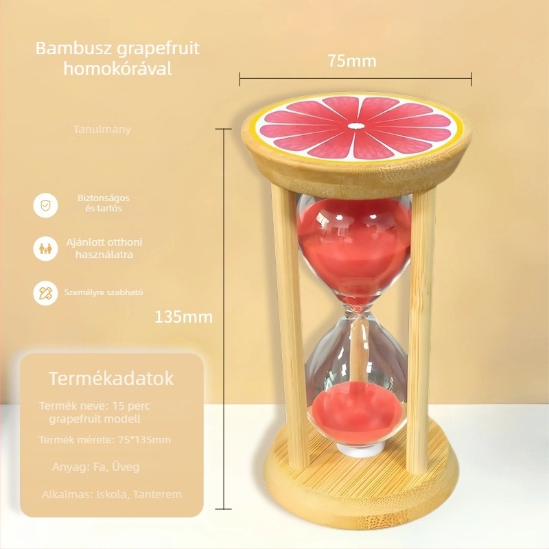 Fából készült gyümölcsös homokóra, kézzel készített, 3–30 perc