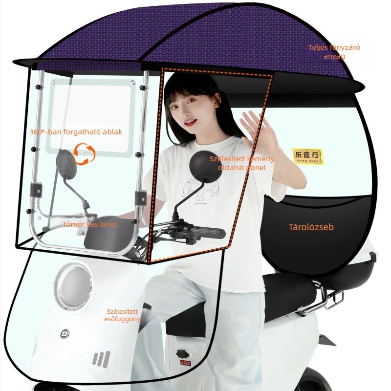 Napvédő esernyő elektromos kerékpárhoz és robogóhoz, UV50+, szél- és esőálló