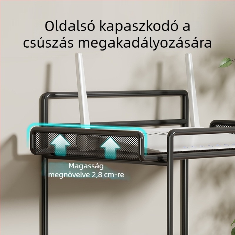 Két szintes vasfalra szerelhető router- és set-top box polc – modern minimalist stílusú nappaliba