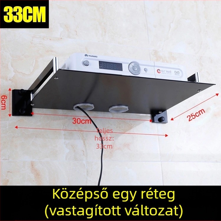 Fali polc routerhez és set-top boxhoz – Space alumínium anyagból, fúrás nélküli szerelés, 1 réteg